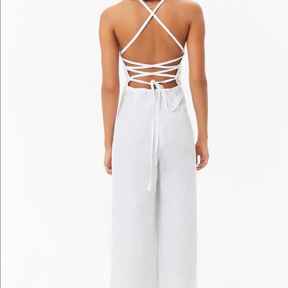 Forever 21 Pants - Forever 21 lace up wide leg linen jumpsuit